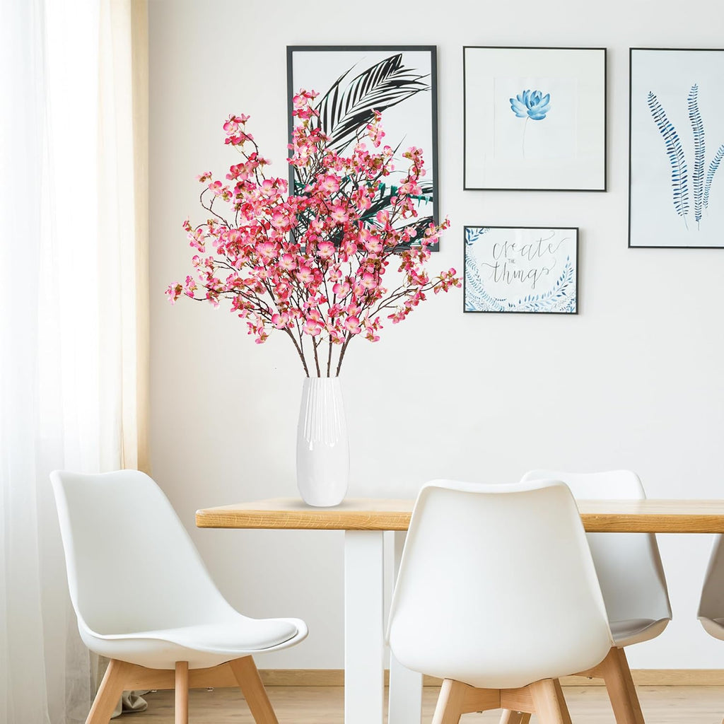 Sggvecsy Artificial Cherry Blossom Flowers 4 Pcs Faux Cherry Blossom Stems Faux Silk Cherry Blossom Branches 41’’ Fake Flowers Long Stems for Vase Arrangements Home Wedding Table Decor (Pink)