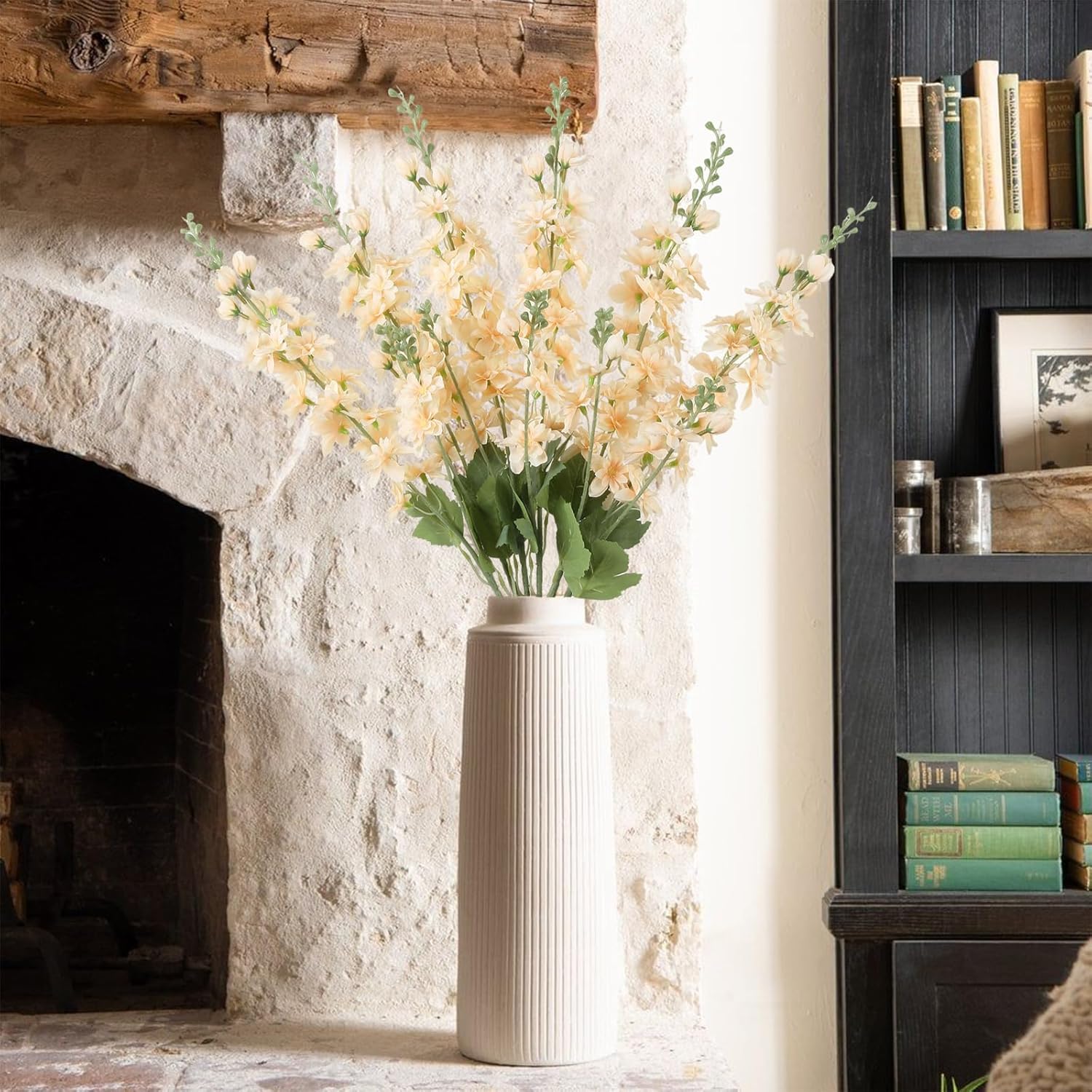 INSUNSIX Blue Silk Flowers 6PCS Real Touch Delphinium Artificial Flowers Blue Larkspur Faux Flowers Realistic Tall Flowers for Vase Wedding Centerpieces for Tables Home Decor (Blue)