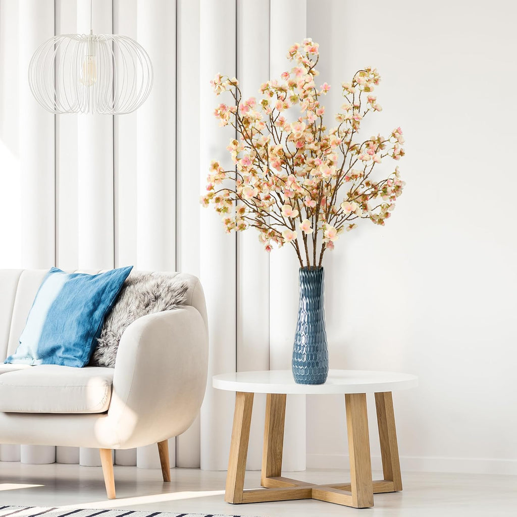 Sggvecsy Artificial Cherry Blossom Flowers 4 Pcs Faux Cherry Blossom Stems Faux Silk Cherry Blossom Branches 41’’ Fake Flowers Long Stems for Vase Arrangements Home Wedding Table Decor (Pink)