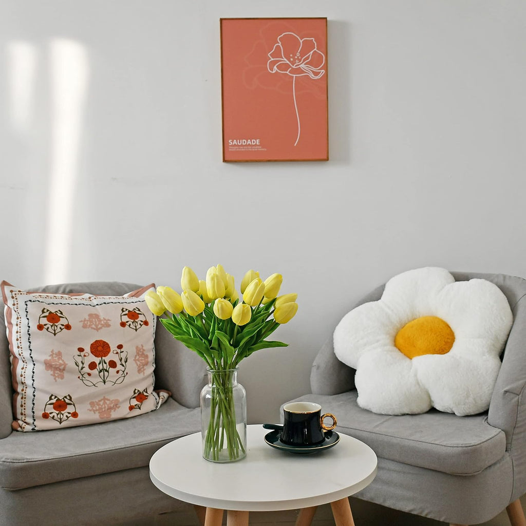 Mandy's 20pcs Pure White Flowers Artificial Tulip Silk Flowers 13.5" in Bulk Home Kitchen Wedding Decorations