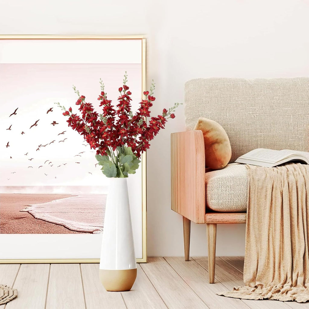 INSUNSIX Blue Silk Flowers 6PCS Real Touch Delphinium Artificial Flowers Blue Larkspur Faux Flowers Realistic Tall Flowers for Vase Wedding Centerpieces for Tables Home Decor (Blue)