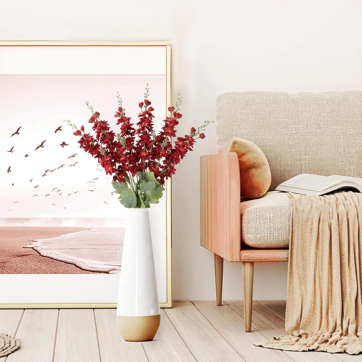 INSUNSIX Blue Silk Flowers 6PCS Real Touch Delphinium Artificial Flowers Blue Larkspur Faux Flowers Realistic Tall Flowers for Vase Wedding Centerpieces for Tables Home Decor (Blue)