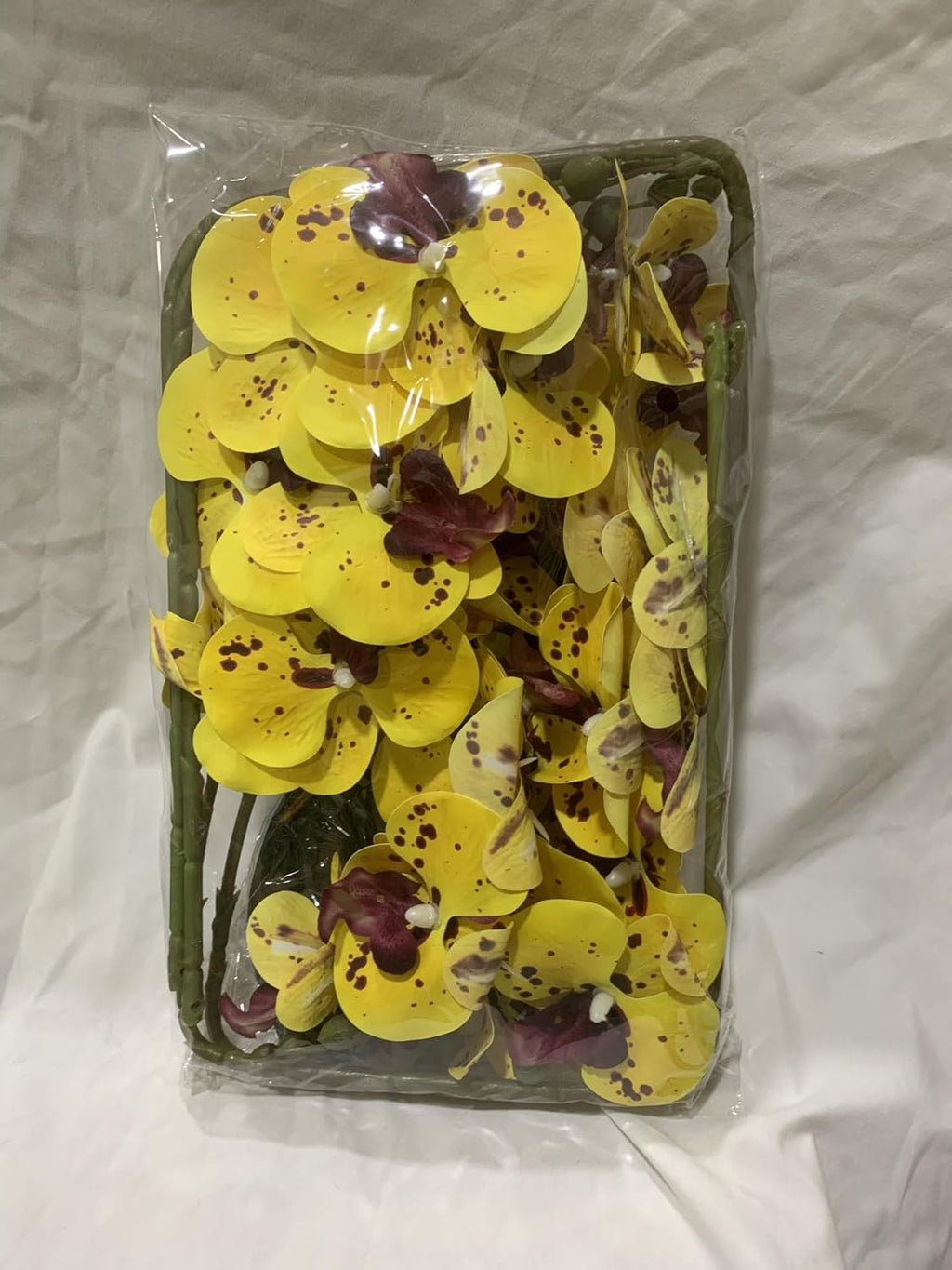 FagusHome 32 Inches Artificial Phalaenopsis Flowers 4 Pcs with 2 bundles Leaves Artificial Orchid Flowers Stem Plants for Home Décor (White)