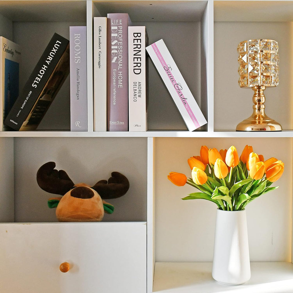 Mandy's 20pcs Pure White Flowers Artificial Tulip Silk Flowers 13.5" in Bulk Home Kitchen Wedding Decorations