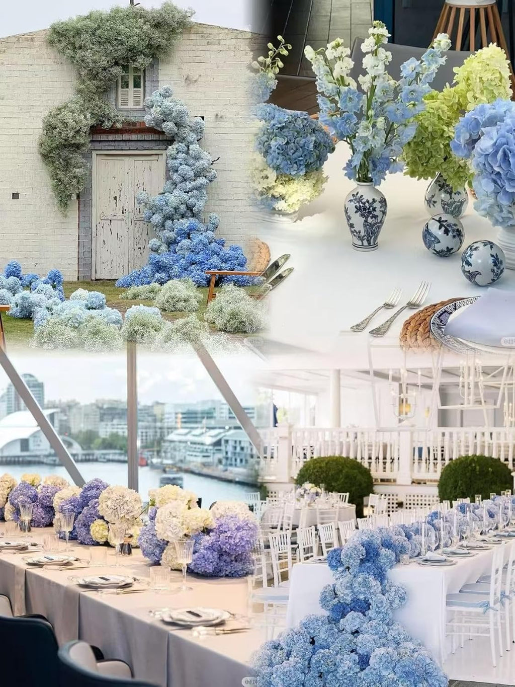 DuHouse 3Pcs Large Hydrangea Artificial Flowers,Latex Real Touch Hydrangeas Lifelike Hydrangea Flower for Home Wedding Bouquets Centerpieces Party Living Room Decoration(Blue)