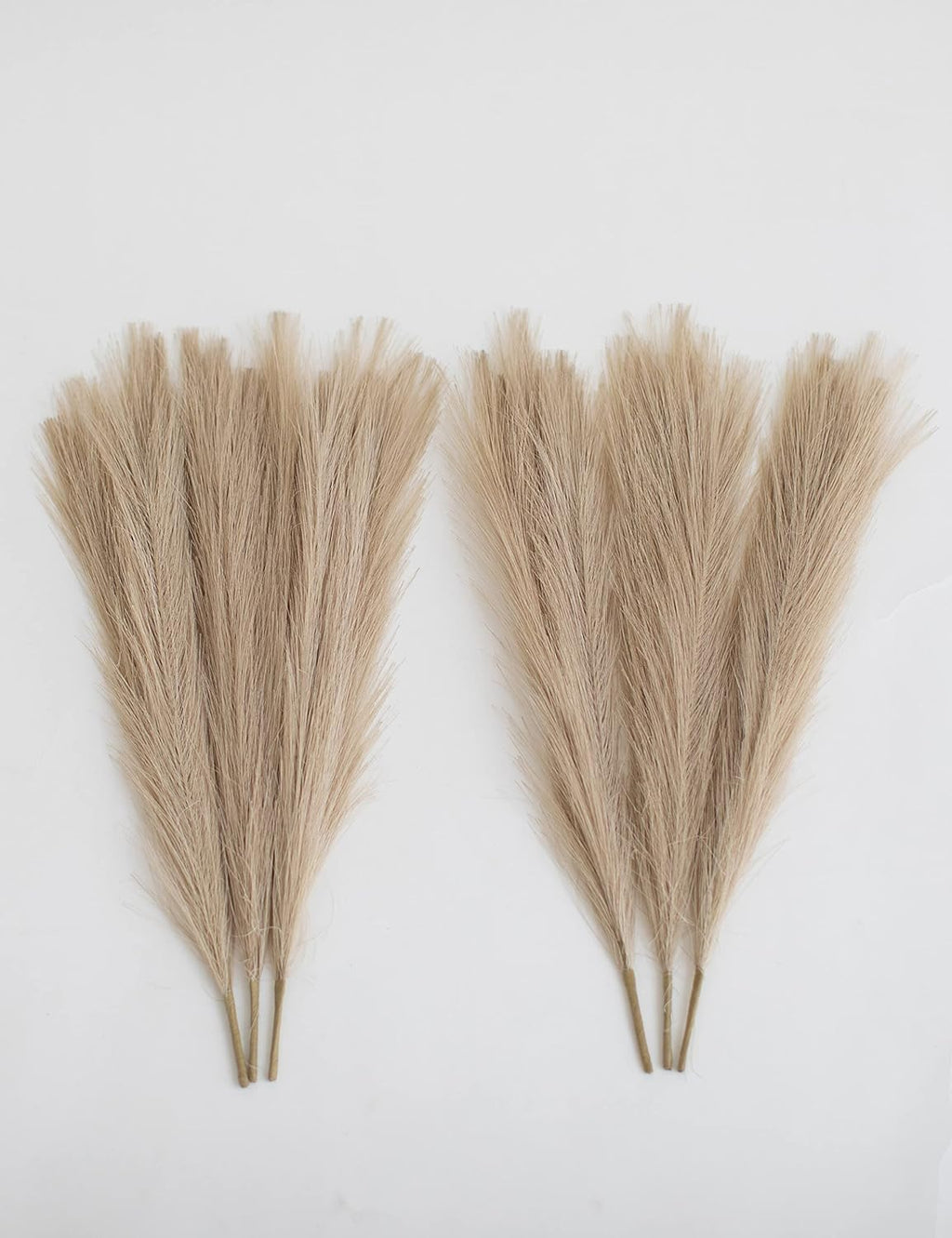 ChagoArt 6 Stems 17" Taupe Faux Pampas Grass - Boho Chic Rustic Artificial Plant