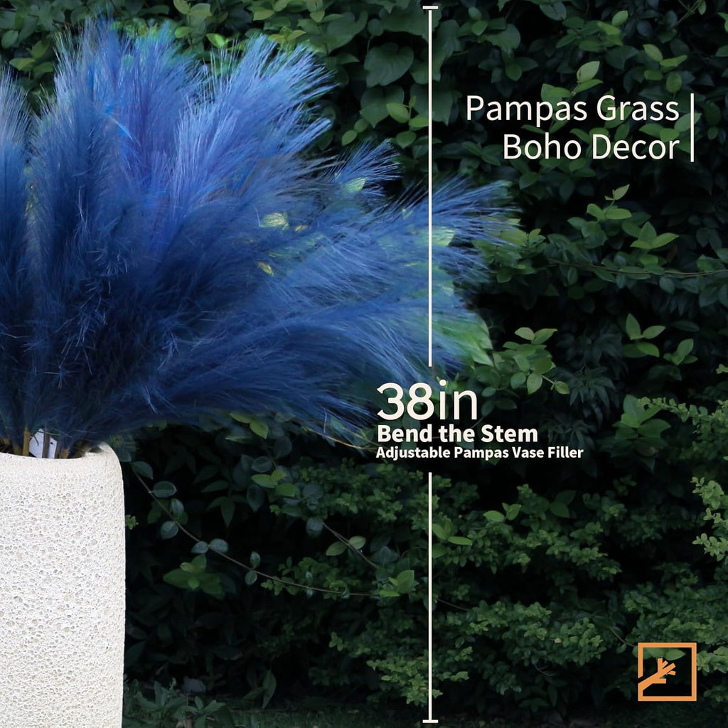 ZIFTY 7-Pcs 38"/3.1FT Black Pampas Grass Large Tall Fluffy Artificial Fake Black Flowers Gothic Decor Bulrush Reed Grass Black Decor for Bedroom Bathroom Wedding (Black)