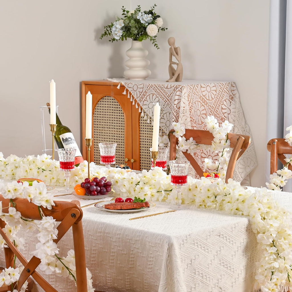 Sunm Boutique 4pcs Artificial Cherry Blossom Garland Hanging Vine Silk Garland Wedding Party Decor