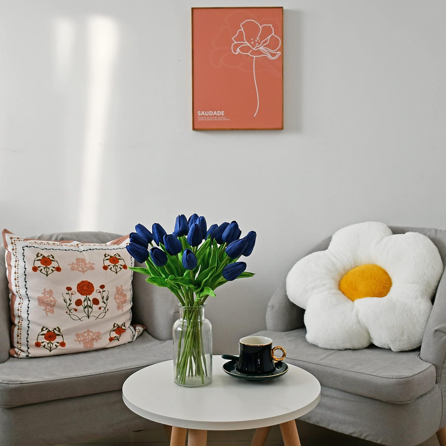 Mandy's 20pcs Pure White Flowers Artificial Tulip Silk Flowers 13.5" in Bulk Home Kitchen Wedding Decorations