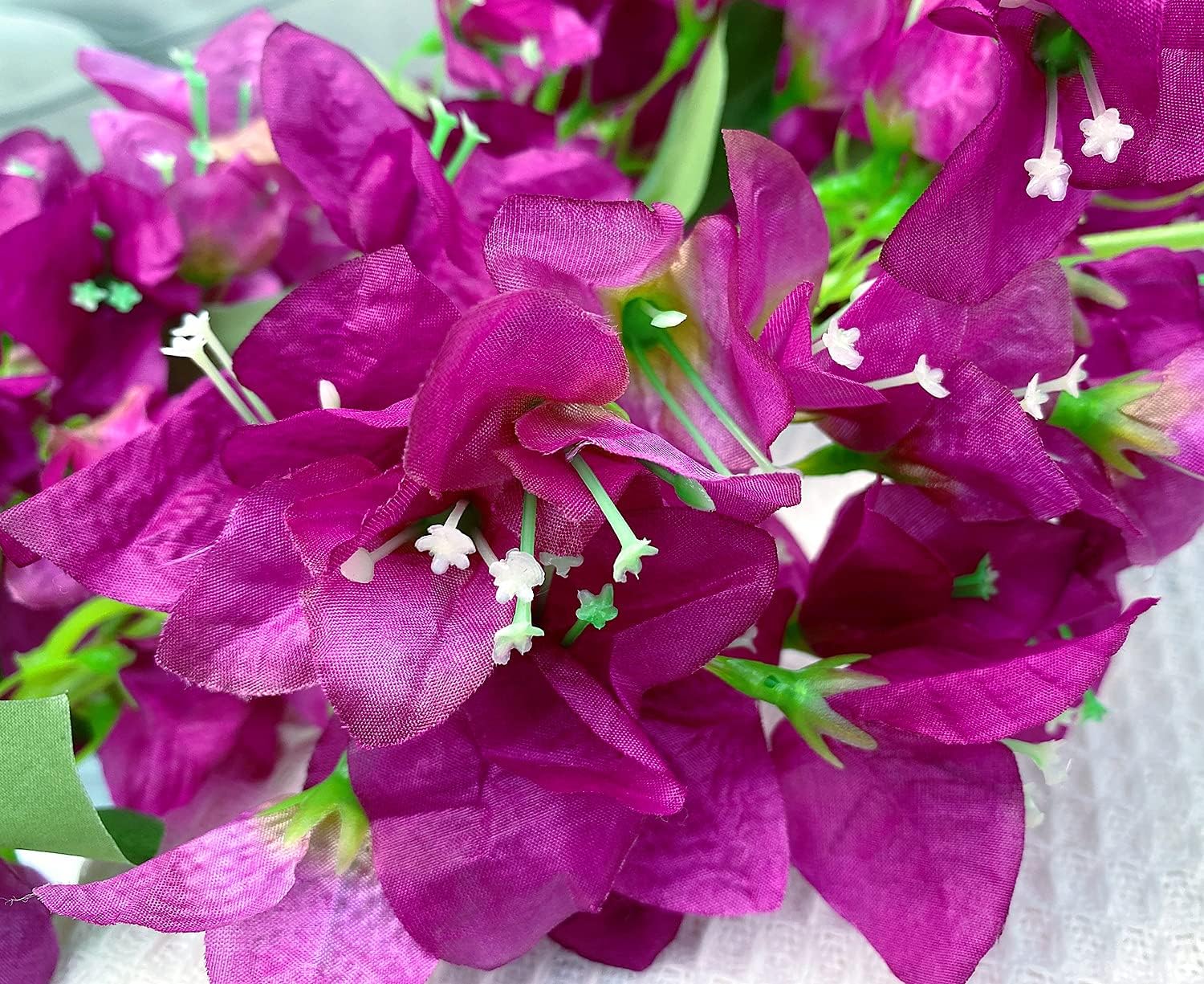 Artificial Flowers Silk Bougainvillea Branches Faux Artificial Bougainvillea Floral Stems Long Plant Branches 45" for Wedding Centerpieces, Table Runner, Home Decoration (White - Pack of 4pcs)