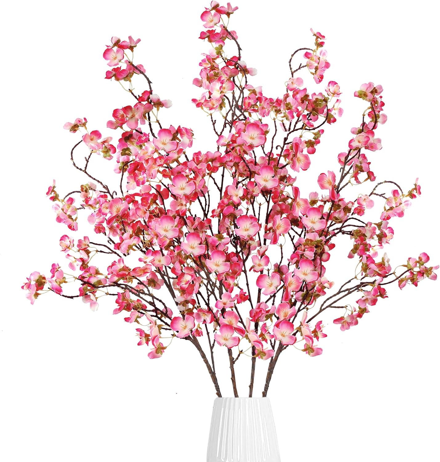 Sggvecsy Artificial Cherry Blossom Flowers 4 Pcs Faux Cherry Blossom Stems Faux Silk Cherry Blossom Branches 41’’ Fake Flowers Long Stems for Vase Arrangements Home Wedding Table Decor (Pink)