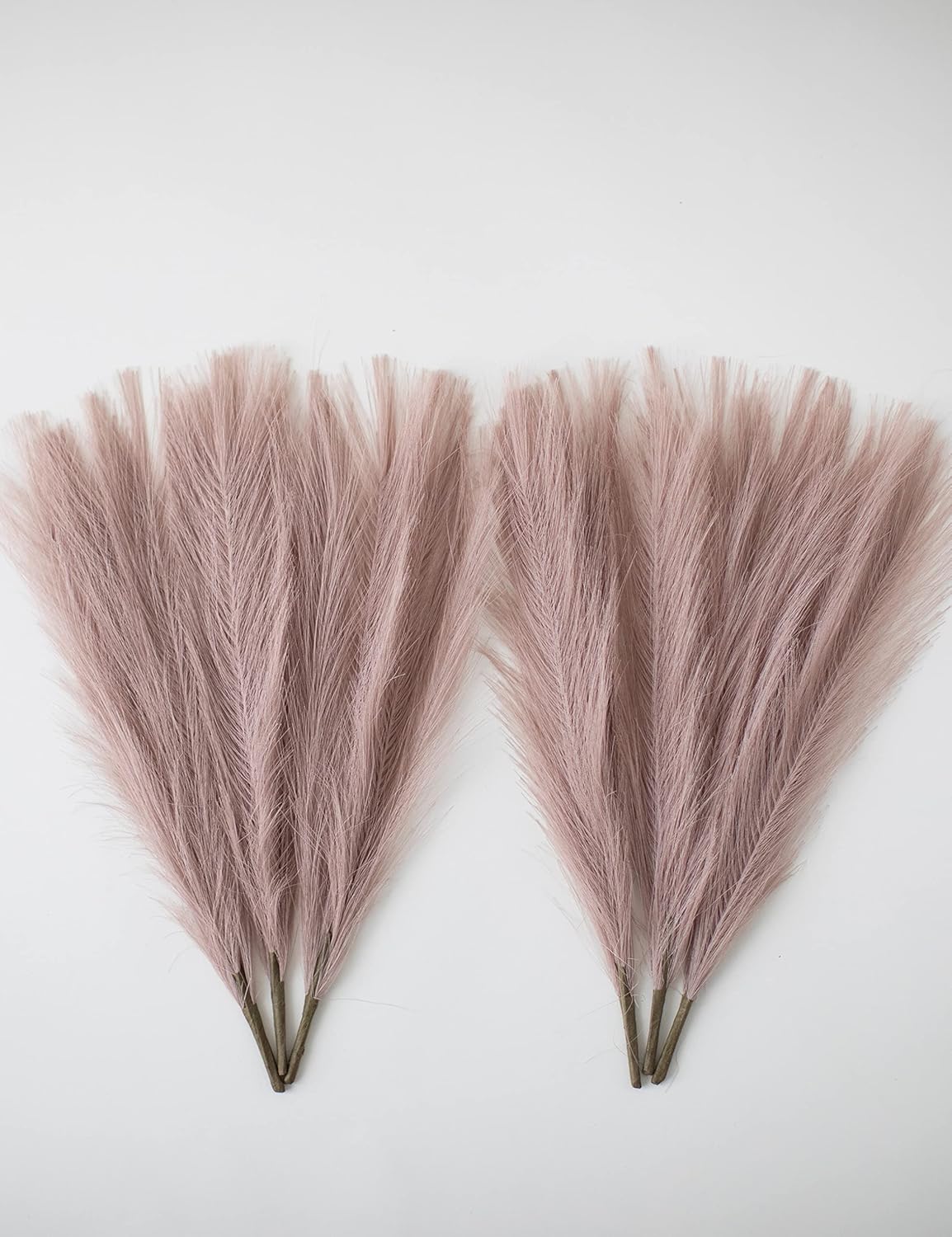 ChagoArt 6 Stems 17" Taupe Faux Pampas Grass - Boho Chic Rustic Artificial Plant