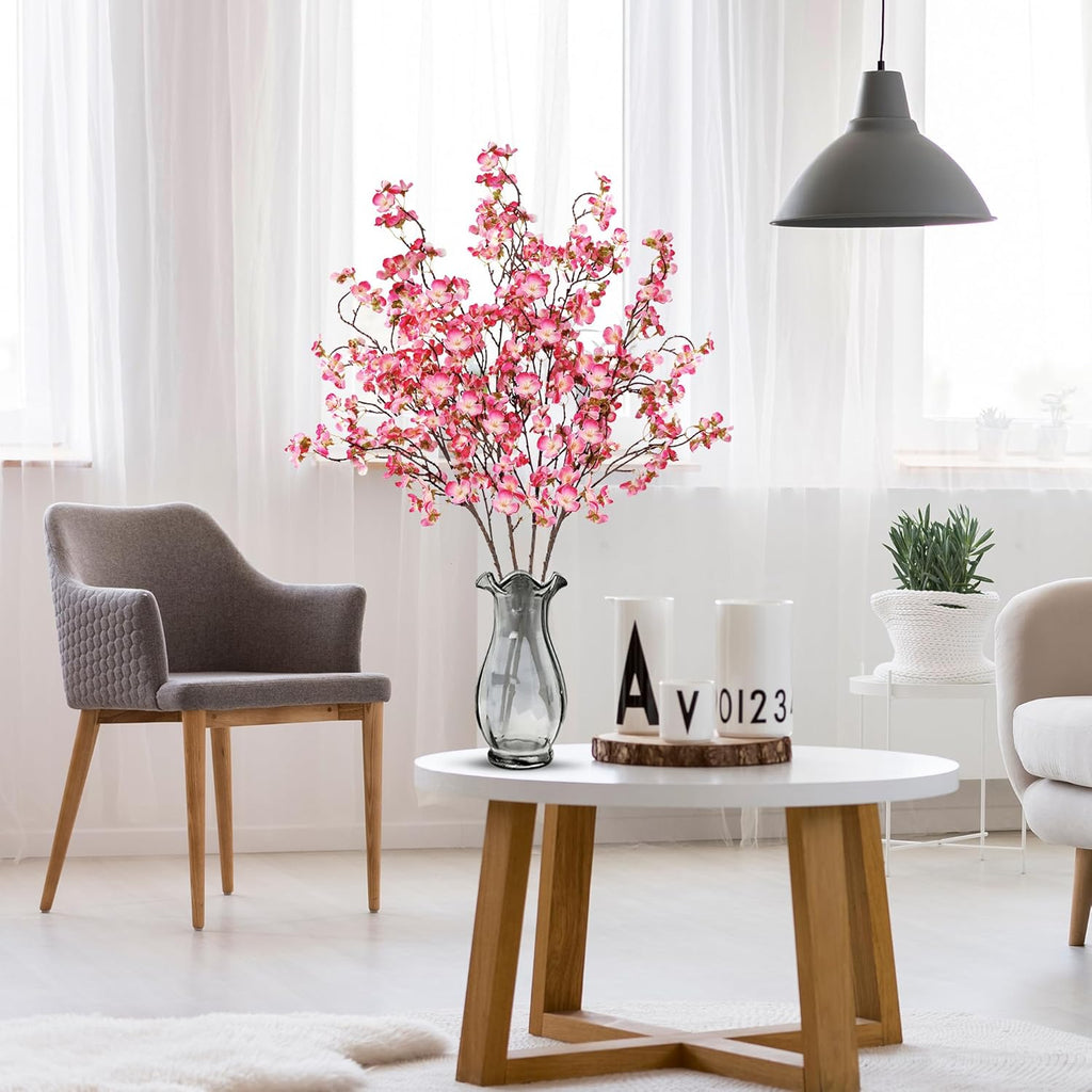 Sggvecsy Artificial Cherry Blossom Flowers 4 Pcs Faux Cherry Blossom Stems Faux Silk Cherry Blossom Branches 41’’ Fake Flowers Long Stems for Vase Arrangements Home Wedding Table Decor (Pink)