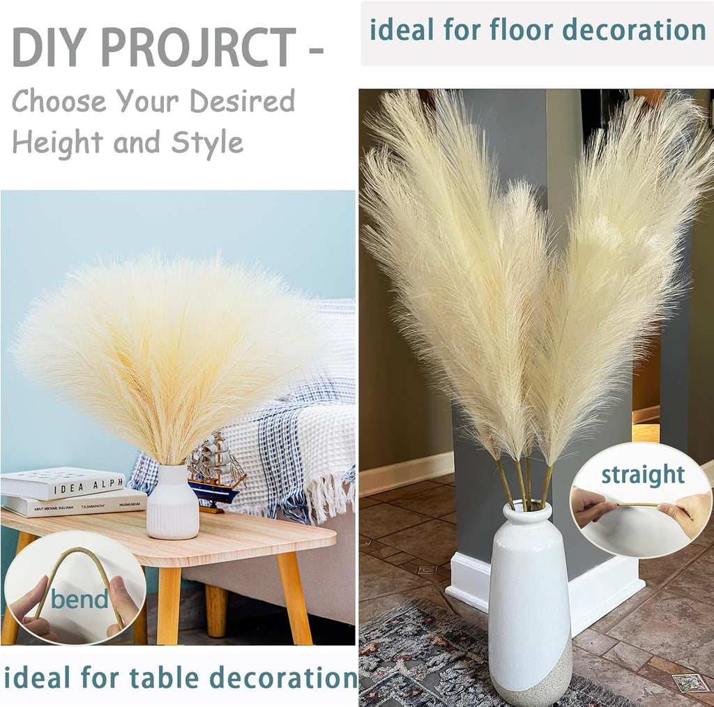 Wttisel 38" 10 Stems White Pampas Grass Tall Decor - Faux Pampas Grass for Floor Vase Boho Home Wedding Mothers Day Decoration