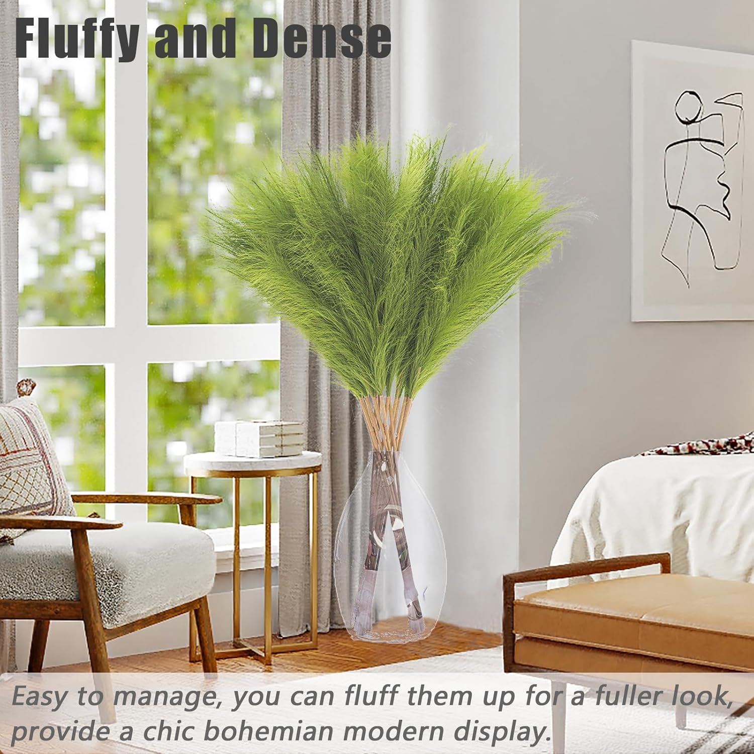 Wttisel 38" 10 Stems White Pampas Grass Tall Decor - Faux Pampas Grass for Floor Vase Boho Home Wedding Mothers Day Decoration