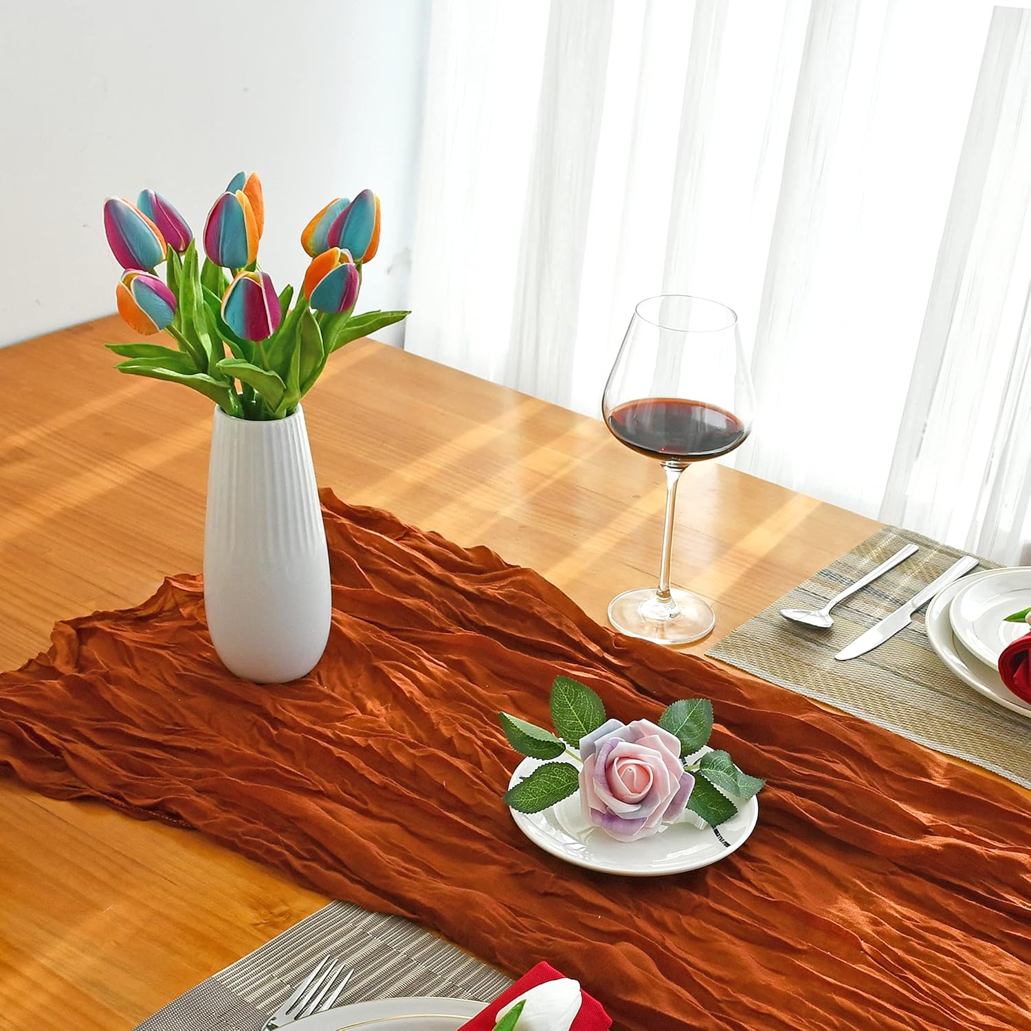 Mandy's 20pcs Pure White Flowers Artificial Tulip Silk Flowers 13.5" in Bulk Home Kitchen Wedding Decorations