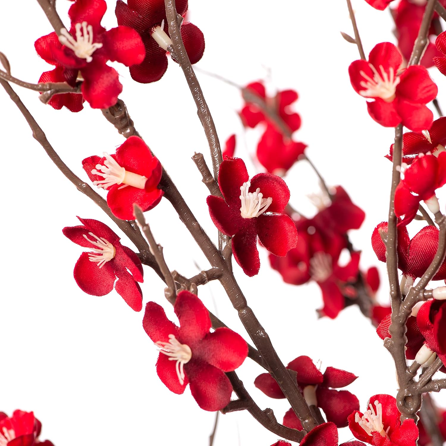 Ammyoo 4 PCS Artificial Plum Blossom Party Decorations Fake Cherry Flowers Faux Long Stems Wintersweets Silk Flowers Arrangement for Wedding Home Office Bedroom Decor(White)