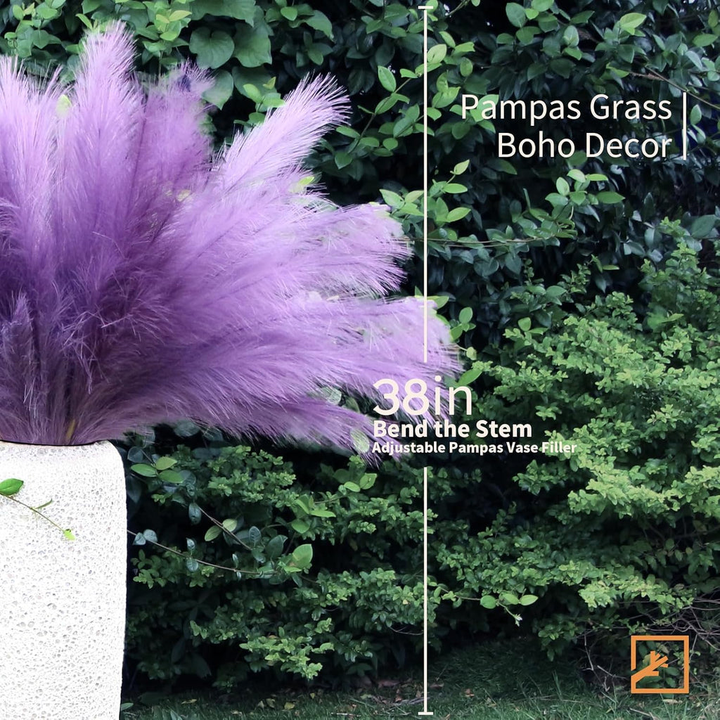 ZIFTY 7-Pcs 38"/3.1FT Black Pampas Grass Large Tall Fluffy Artificial Fake Black Flowers Gothic Decor Bulrush Reed Grass Black Decor for Bedroom Bathroom Wedding (Black)