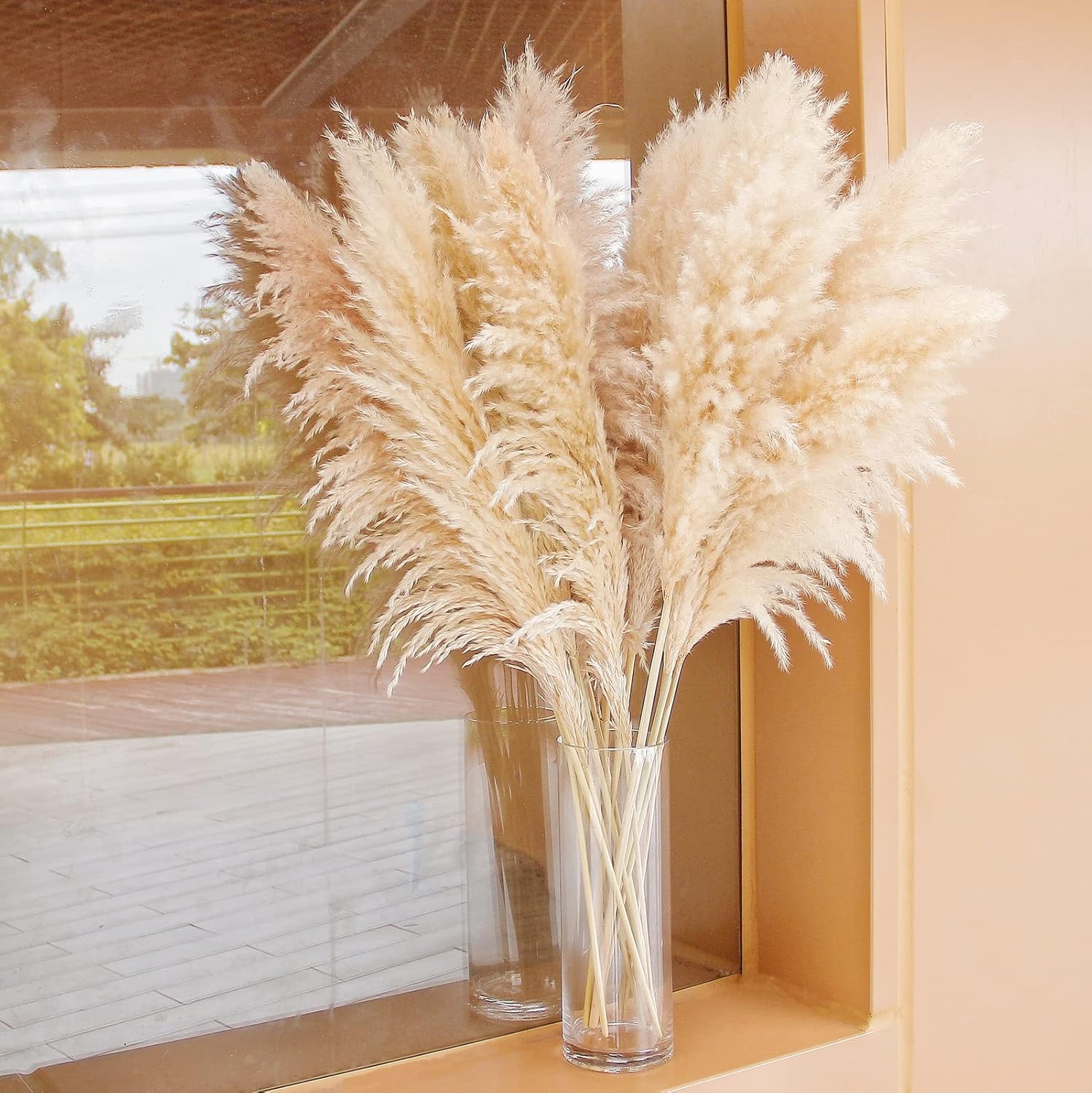 Bannifll 40" inch 10 Stems Natural Pampas Grass Decor Tall, pompas Grass, Tall Pampas Grass for Wedding, Party, Farmhouse, Boho Home Decor