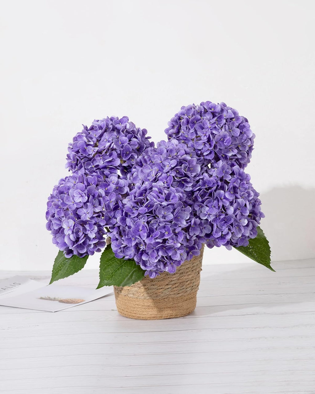 DuHouse 3Pcs Large Hydrangea Artificial Flowers,Latex Real Touch Hydrangeas Lifelike Hydrangea Flower for Home Wedding Bouquets Centerpieces Party Living Room Decoration(Blue)
