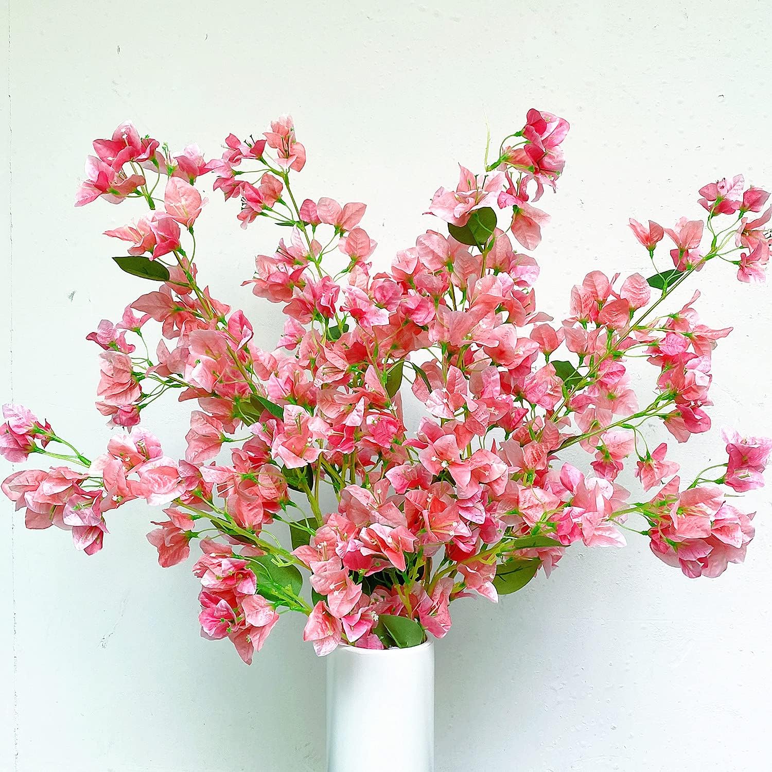 Artificial Flowers Silk Bougainvillea Branches Faux Artificial Bougainvillea Floral Stems Long Plant Branches 45" for Wedding Centerpieces, Table Runner, Home Decoration (White - Pack of 4pcs)