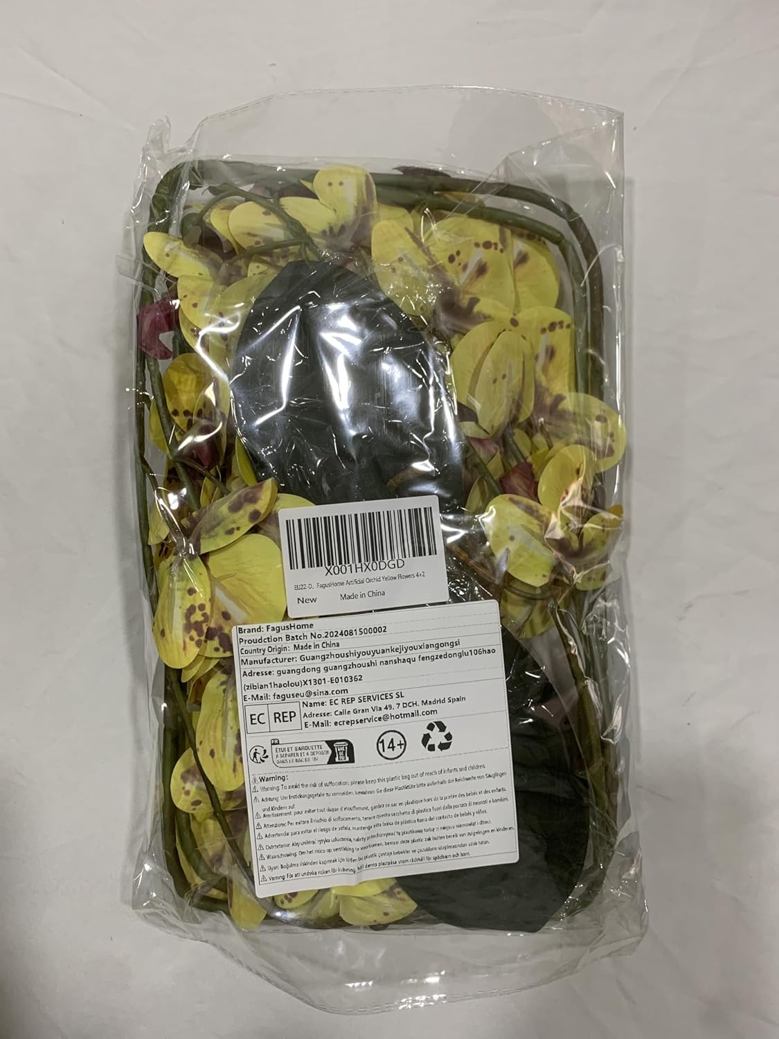 FagusHome 32 Inches Artificial Phalaenopsis Flowers 4 Pcs with 2 bundles Leaves Artificial Orchid Flowers Stem Plants for Home Décor (White)