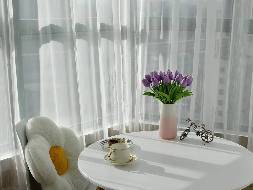 Mandy's 20pcs Pure White Flowers Artificial Tulip Silk Flowers 13.5" in Bulk Home Kitchen Wedding Decorations