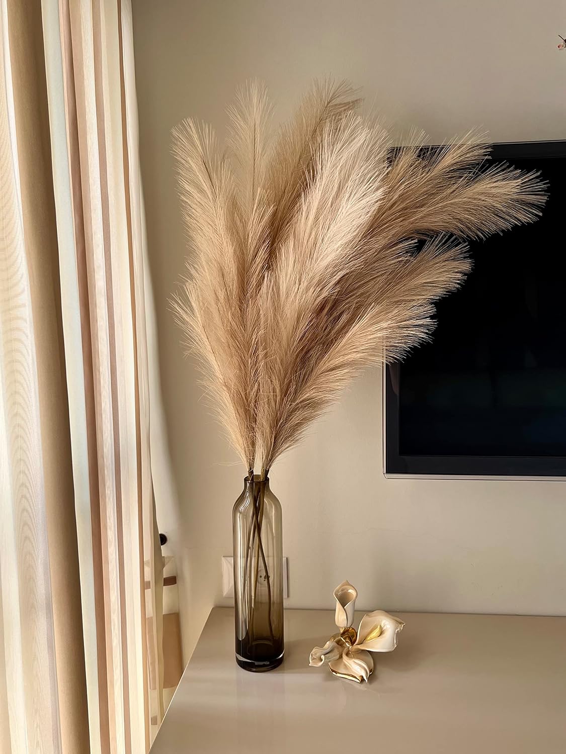 chousse 4 Pcs Pampas Grass Set - 43 Inches Tall (Coffee & Cream)