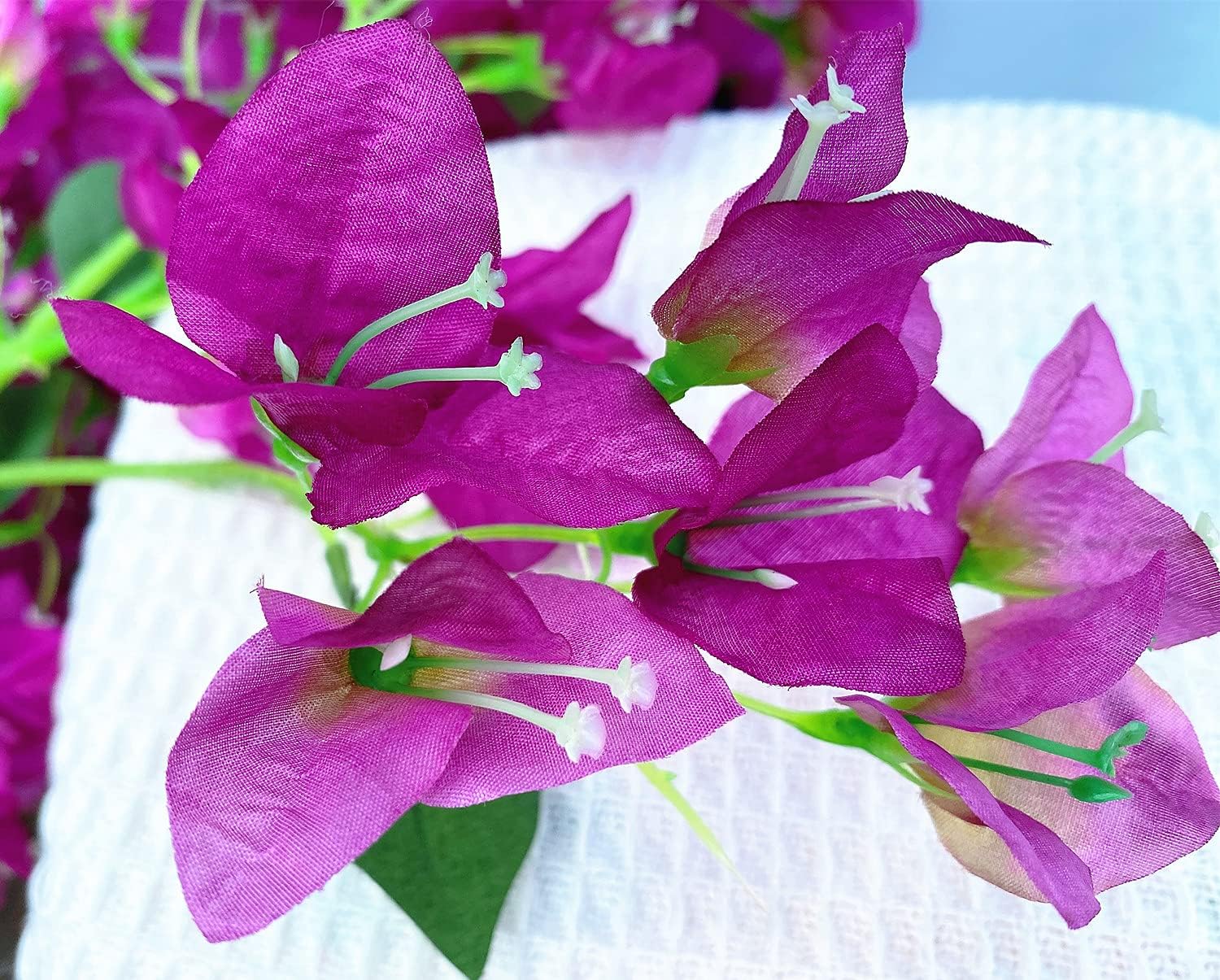 Artificial Flowers Silk Bougainvillea Branches Faux Artificial Bougainvillea Floral Stems Long Plant Branches 45" for Wedding Centerpieces, Table Runner, Home Decoration (White - Pack of 4pcs)
