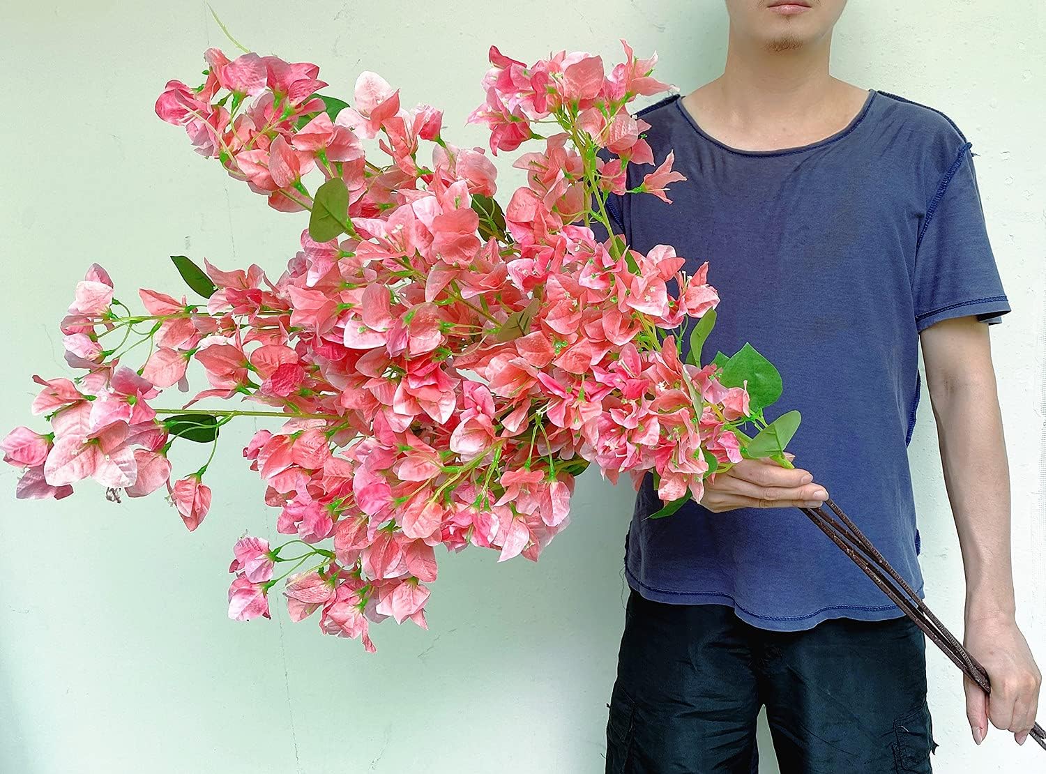 Artificial Flowers Silk Bougainvillea Branches Faux Artificial Bougainvillea Floral Stems Long Plant Branches 45" for Wedding Centerpieces, Table Runner, Home Decoration (White - Pack of 4pcs)