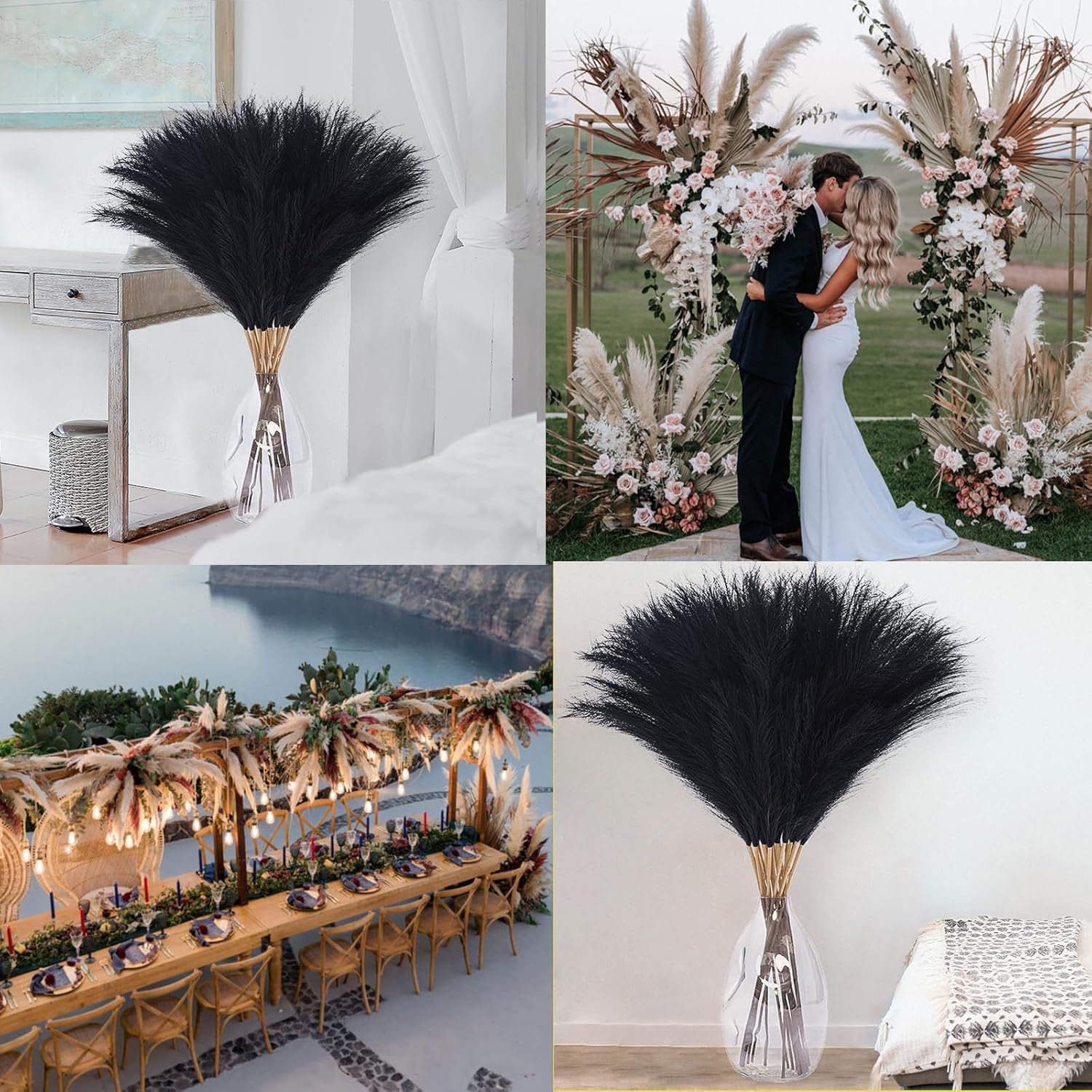 Wttisel 38" 10 Stems White Pampas Grass Tall Decor - Faux Pampas Grass for Floor Vase Boho Home Wedding Mothers Day Decoration