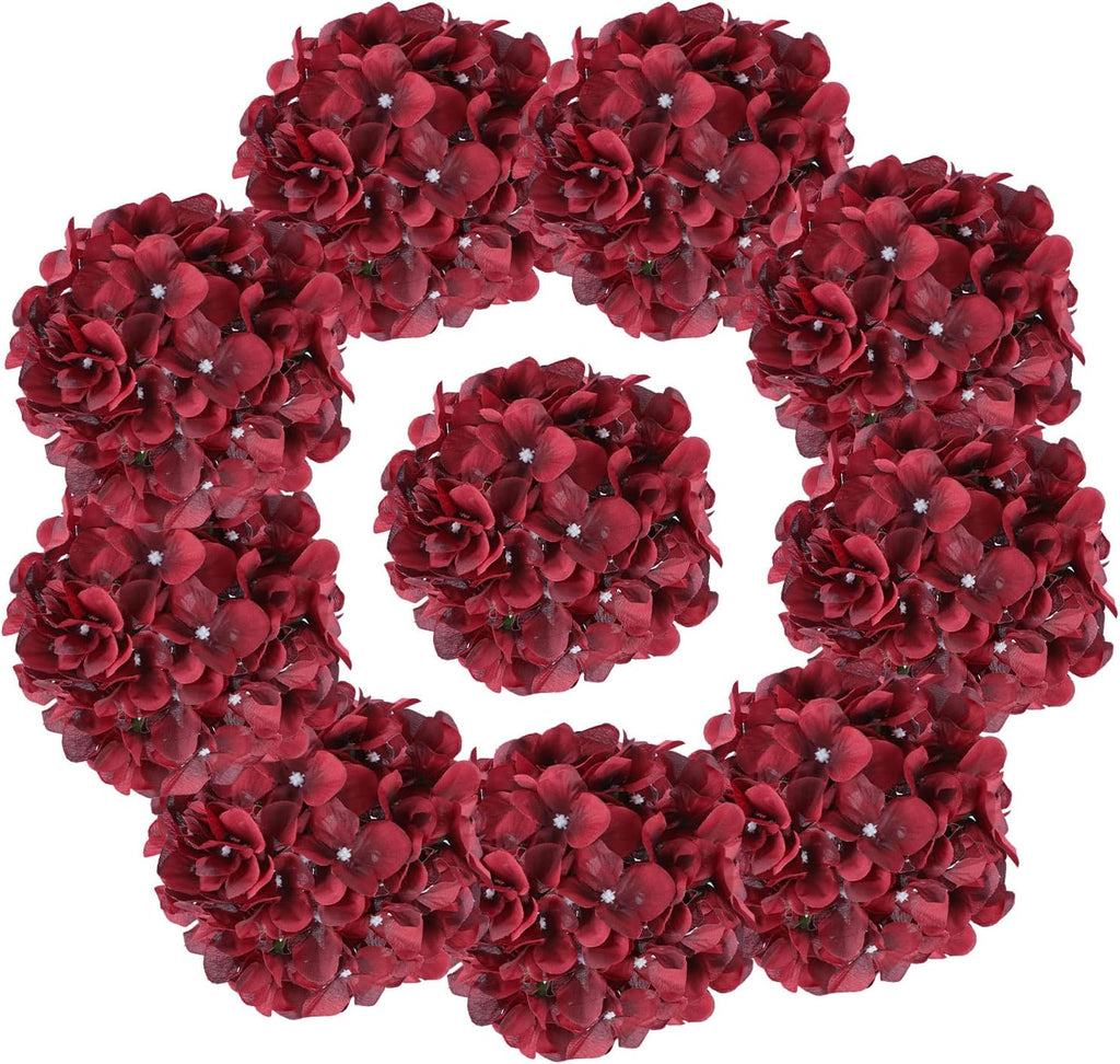 AVIVIHO Dusty Pink Hydrangea Artificial Flowers Pack of 10 Fake Hydrangeas Heads Full Faux Hydrangea Silk Flowers with Stems for Wedding Home Party Centerpieces Shop Baby Shower Decoration