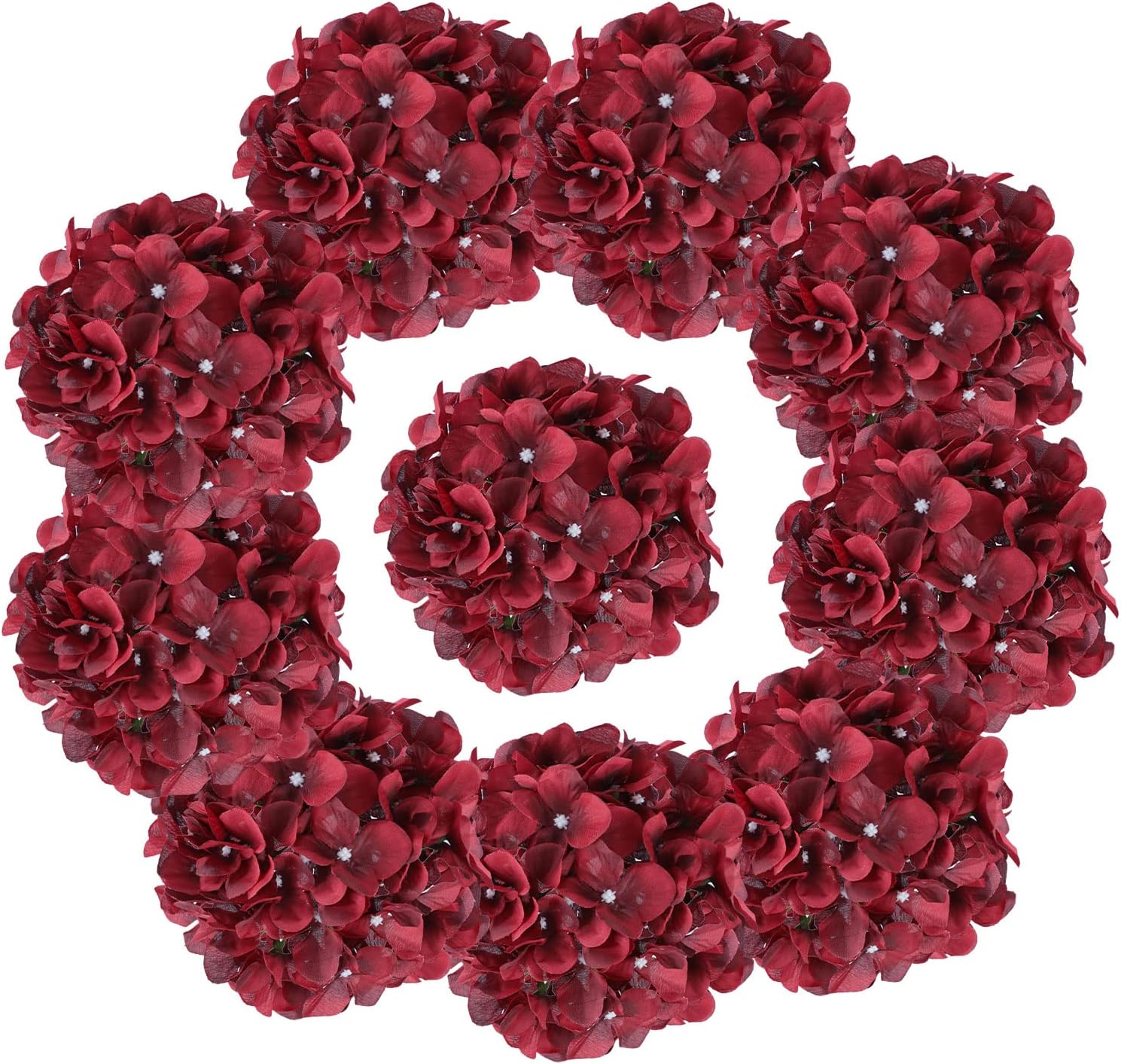 AVIVIHO Dusty Pink Hydrangea Artificial Flowers Pack of 10 Fake Hydrangeas Heads Full Faux Hydrangea Silk Flowers with Stems for Wedding Home Party Centerpieces Shop Baby Shower Decoration