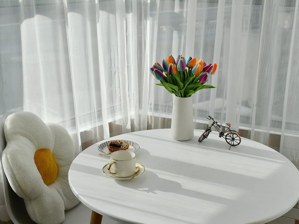 Mandy's 20pcs Pure White Flowers Artificial Tulip Silk Flowers 13.5" in Bulk Home Kitchen Wedding Decorations