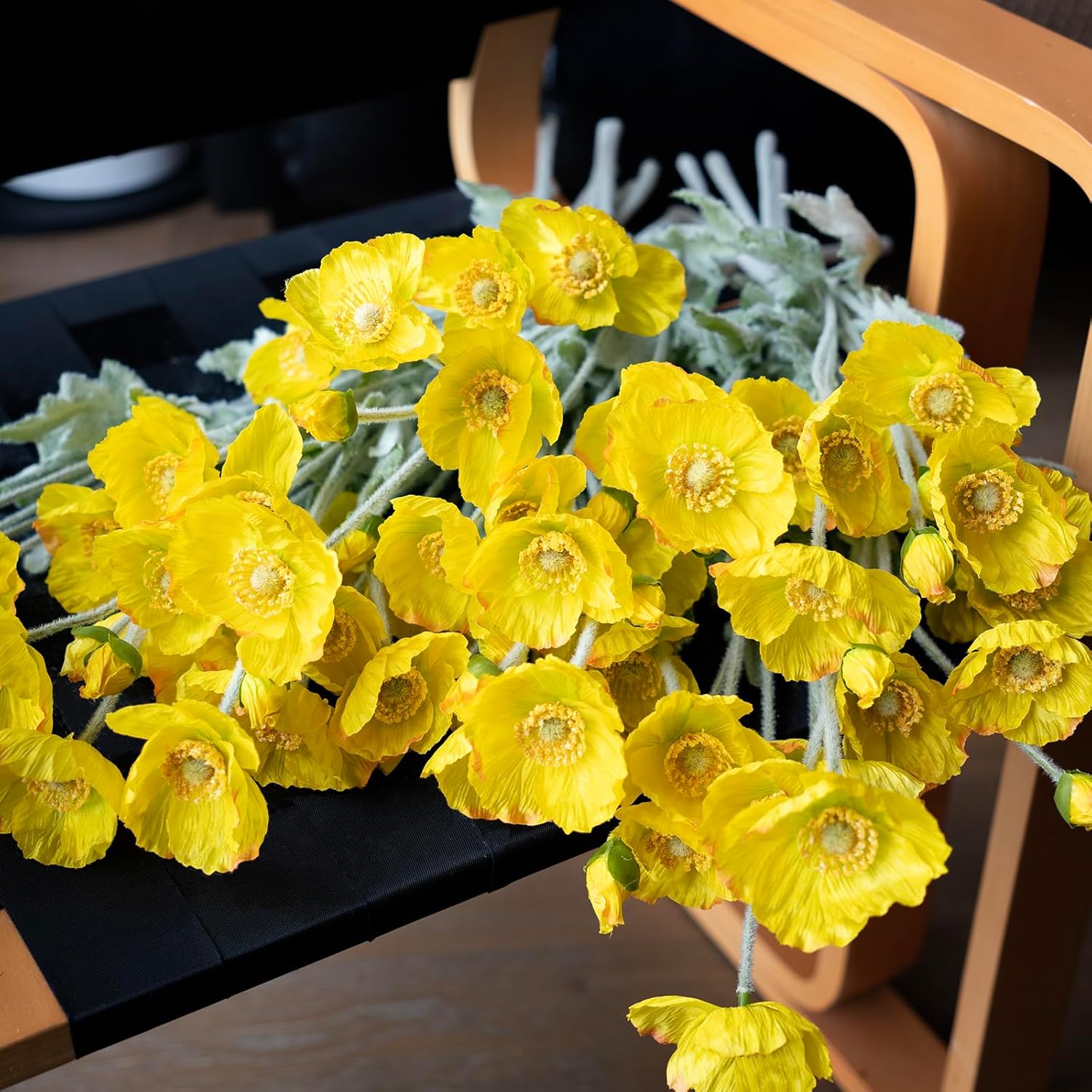 DUYONE Artificial Flowers 6 Stems Poppy Silk Bouquet,for Wedding, Home, Party Decoration,Table Centerpiece Arrangement(Orange Pink 6pcs)