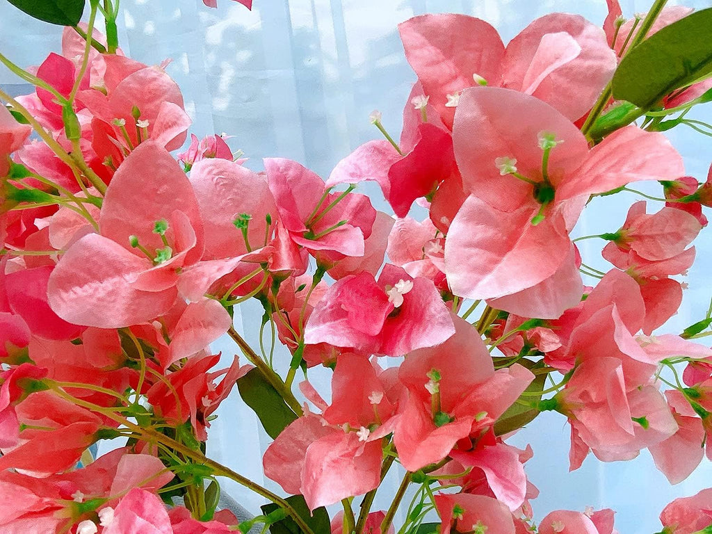 Artificial Flowers Silk Bougainvillea Branches Faux Artificial Bougainvillea Floral Stems Long Plant Branches 45" for Wedding Centerpieces, Table Runner, Home Decoration (White - Pack of 4pcs)