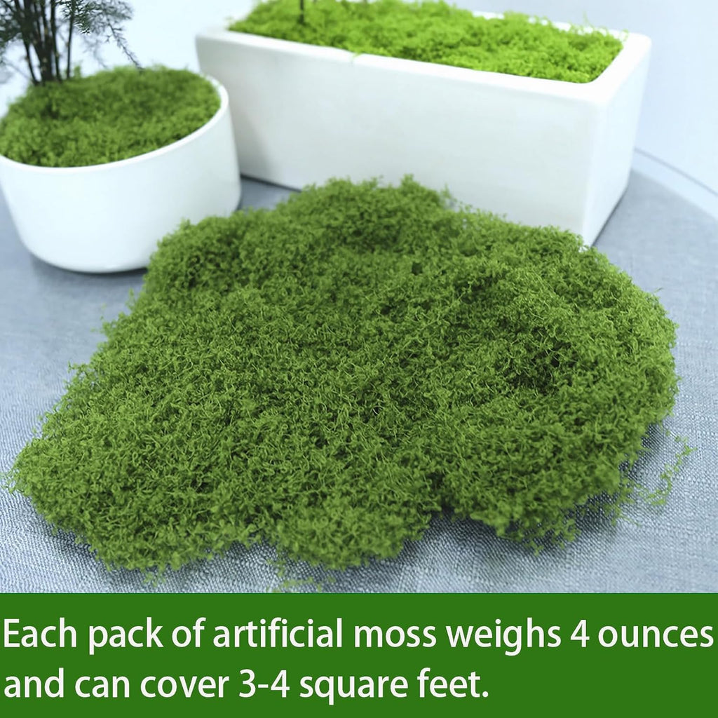 Evlasumflow Artificial Moss Filler for Planters Green Fake Moss for Scene Layout and Landscaping Faux Moss Decor