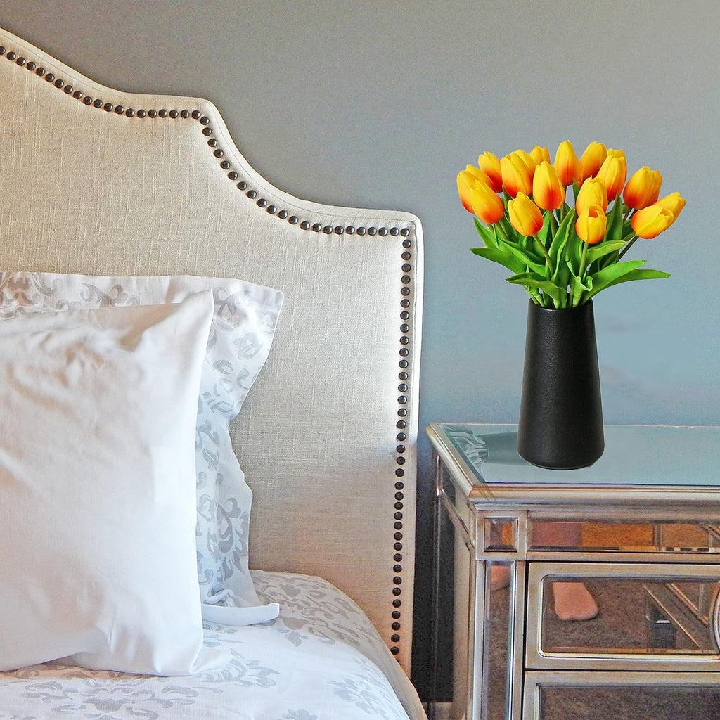 Mandy's 20pcs Pure White Flowers Artificial Tulip Silk Flowers 13.5" in Bulk Home Kitchen Wedding Decorations