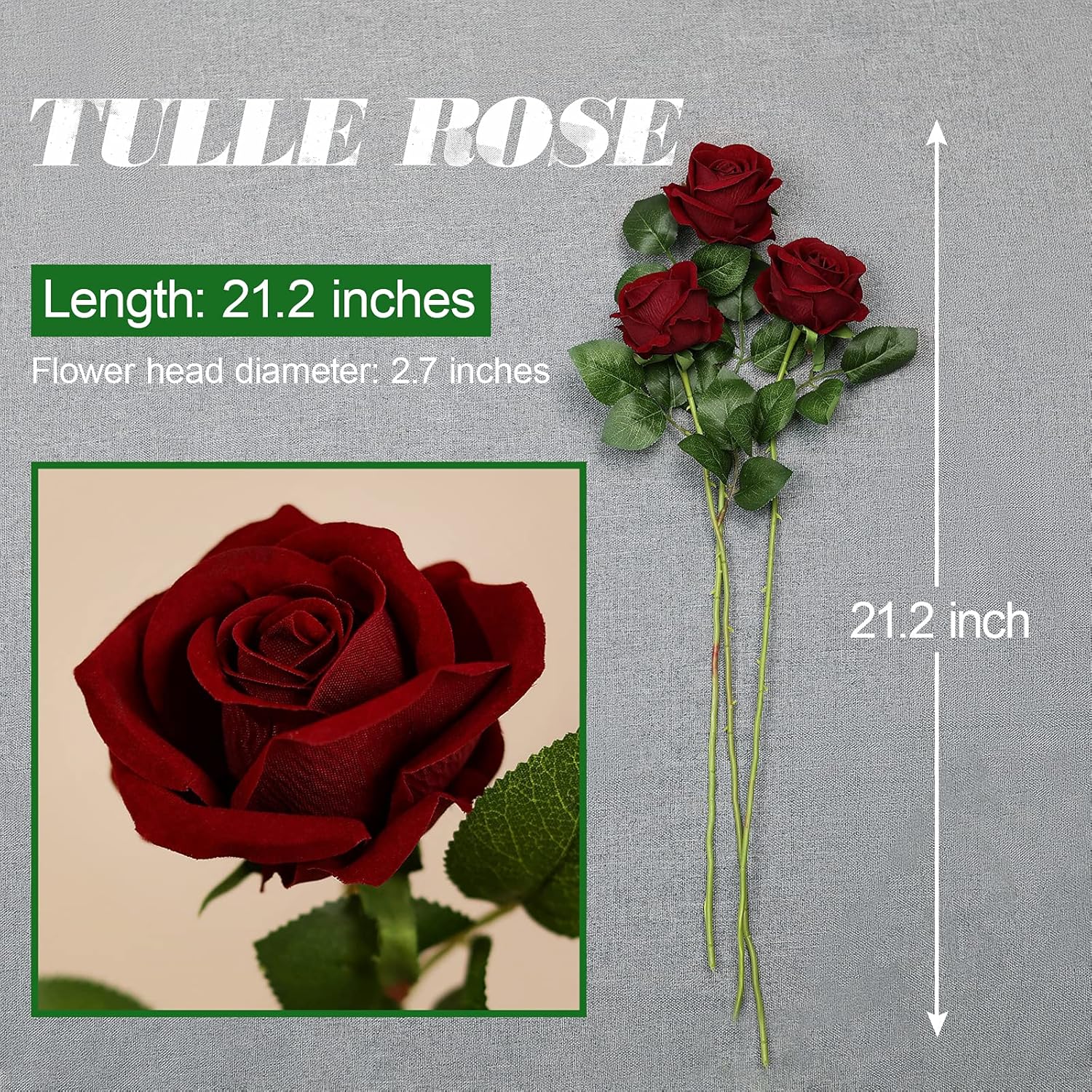 Luyue 10 Pack Artificial Velvet Roses Fake Red Rose Silk Flowers with Stem Floral Gift for Wedding Arrangement Party Home Decor-Burgandy