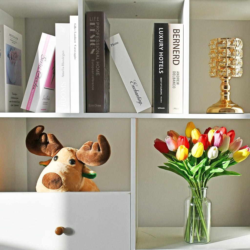 Mandy's 20pcs Pure White Flowers Artificial Tulip Silk Flowers 13.5" in Bulk Home Kitchen Wedding Decorations