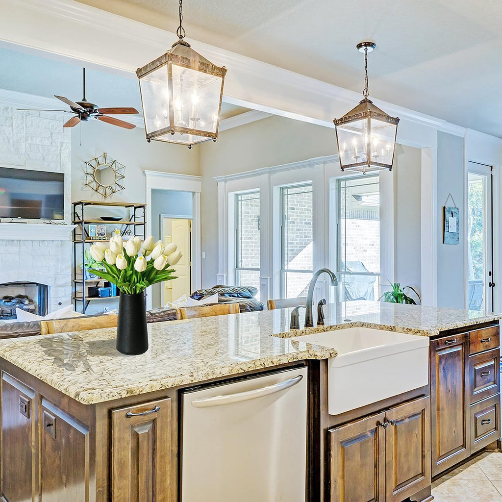 Mandy's 20pcs Pure White Flowers Artificial Tulip Silk Flowers 13.5" in Bulk Home Kitchen Wedding Decorations