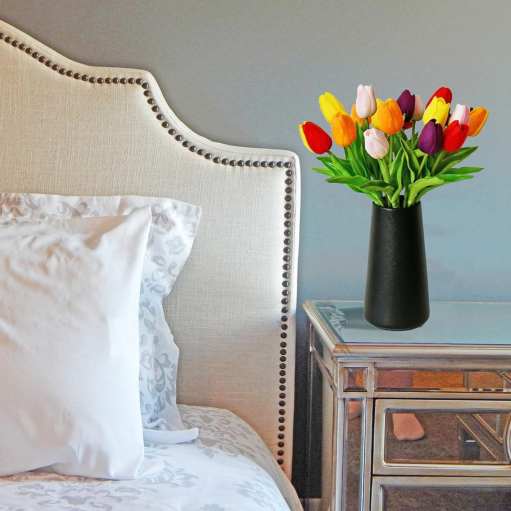 Mandy's 20pcs Pure White Flowers Artificial Tulip Silk Flowers 13.5" in Bulk Home Kitchen Wedding Decorations