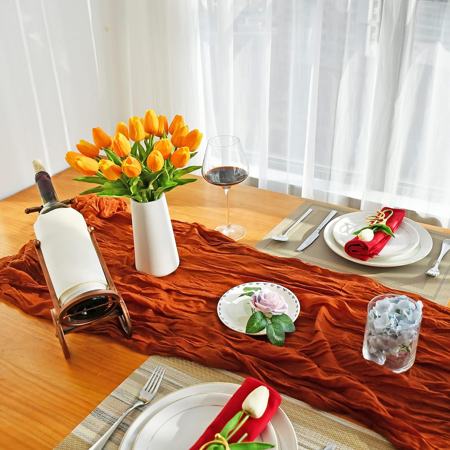 Mandy's 20pcs Pure White Flowers Artificial Tulip Silk Flowers 13.5" in Bulk Home Kitchen Wedding Decorations