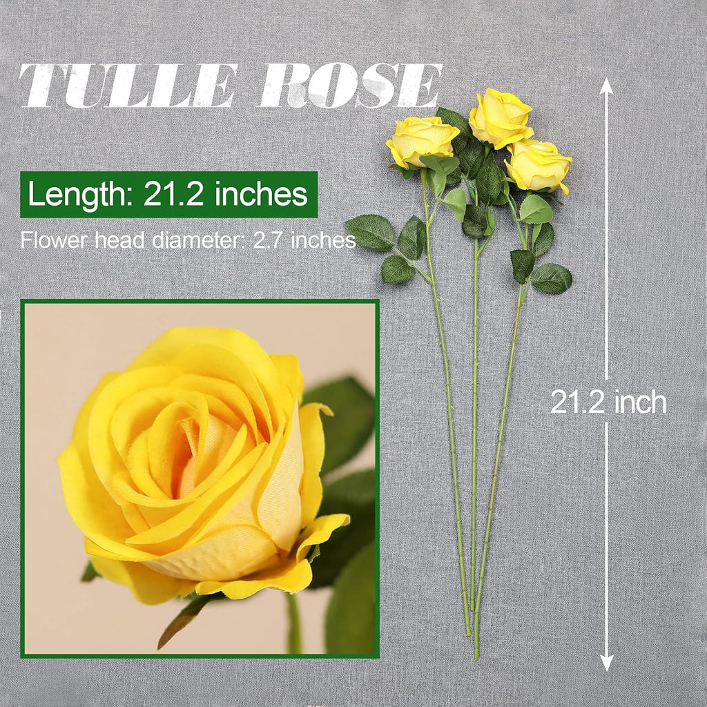 Luyue 10 Pack Artificial Velvet Roses Fake Red Rose Silk Flowers with Stem Floral Gift for Wedding Arrangement Party Home Decor-Red