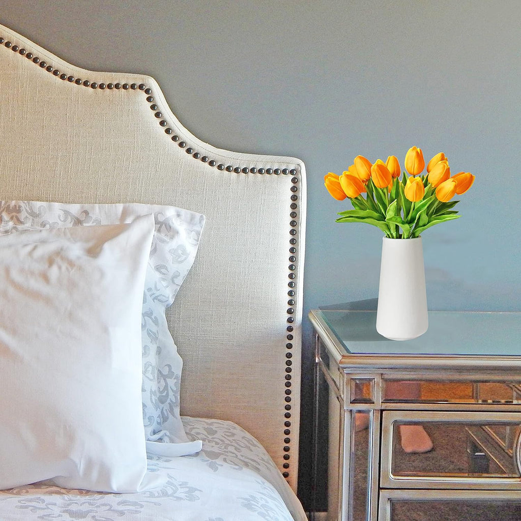 Mandy's 20pcs Pure White Flowers Artificial Tulip Silk Flowers 13.5" in Bulk Home Kitchen Wedding Decorations