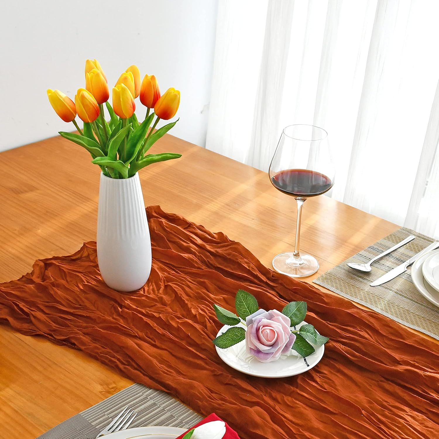 Mandy's 20pcs Pure White Flowers Artificial Tulip Silk Flowers 13.5" in Bulk Home Kitchen Wedding Decorations