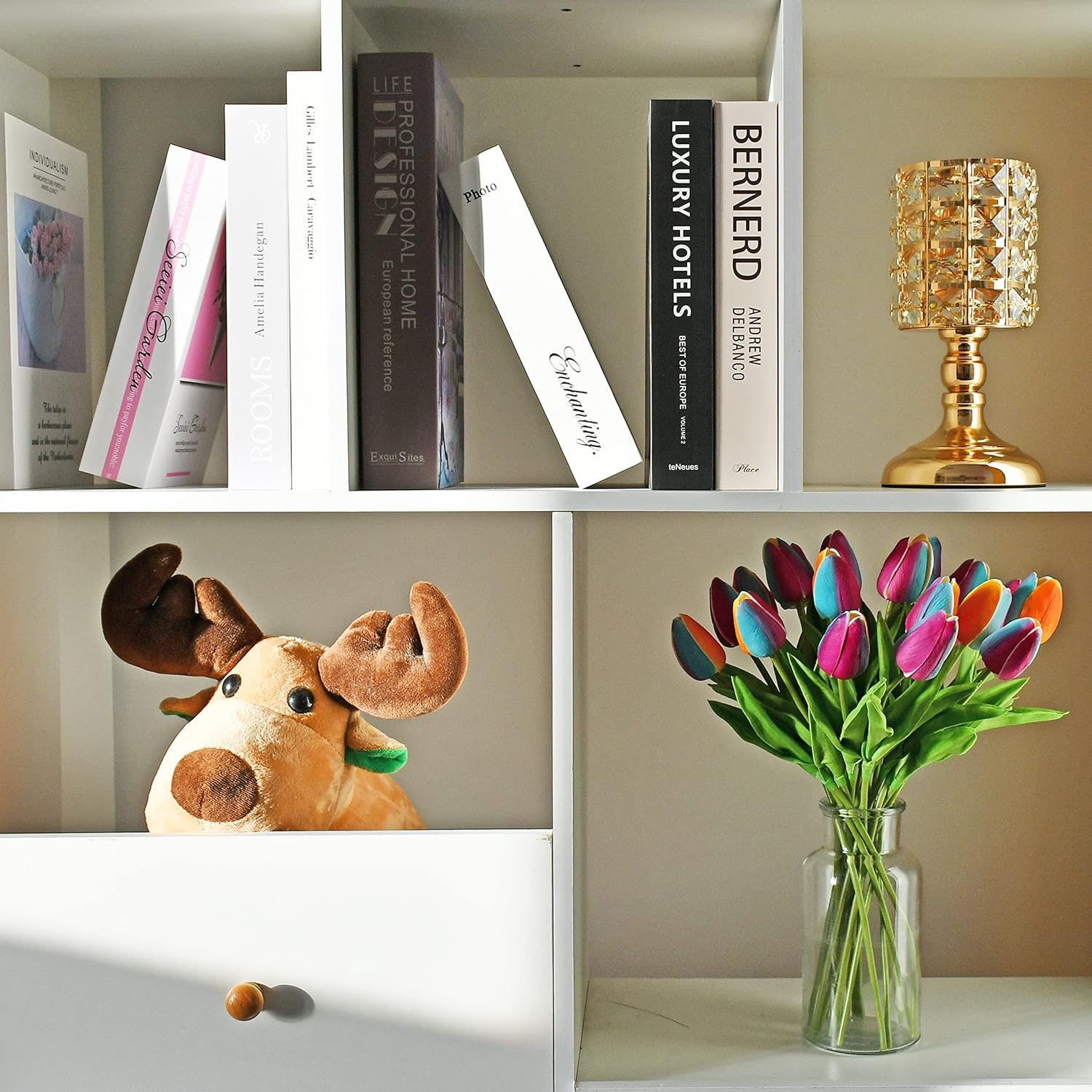 Mandy's 20pcs Pure White Flowers Artificial Tulip Silk Flowers 13.5" in Bulk Home Kitchen Wedding Decorations