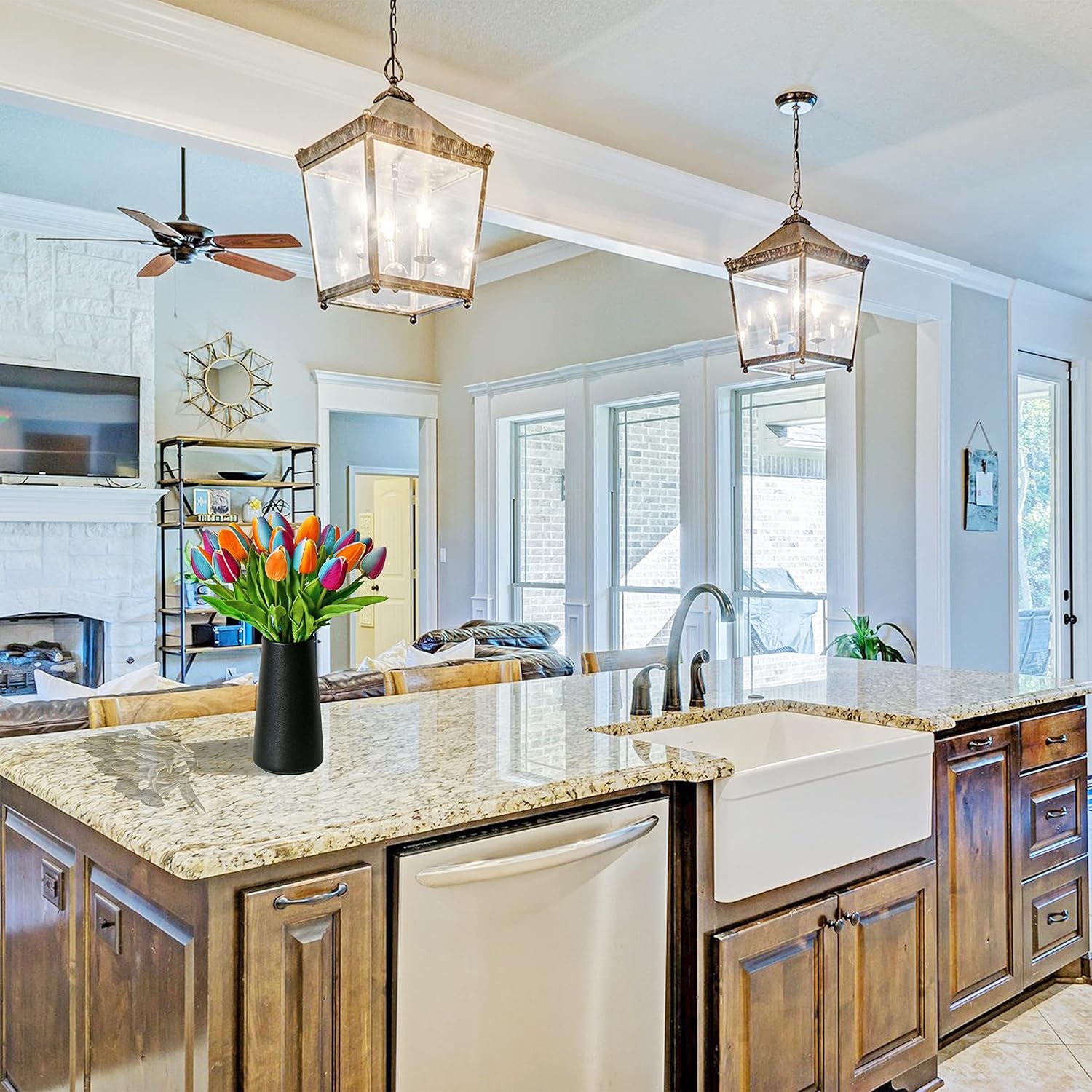 Mandy's 20pcs Pure White Flowers Artificial Tulip Silk Flowers 13.5" in Bulk Home Kitchen Wedding Decorations