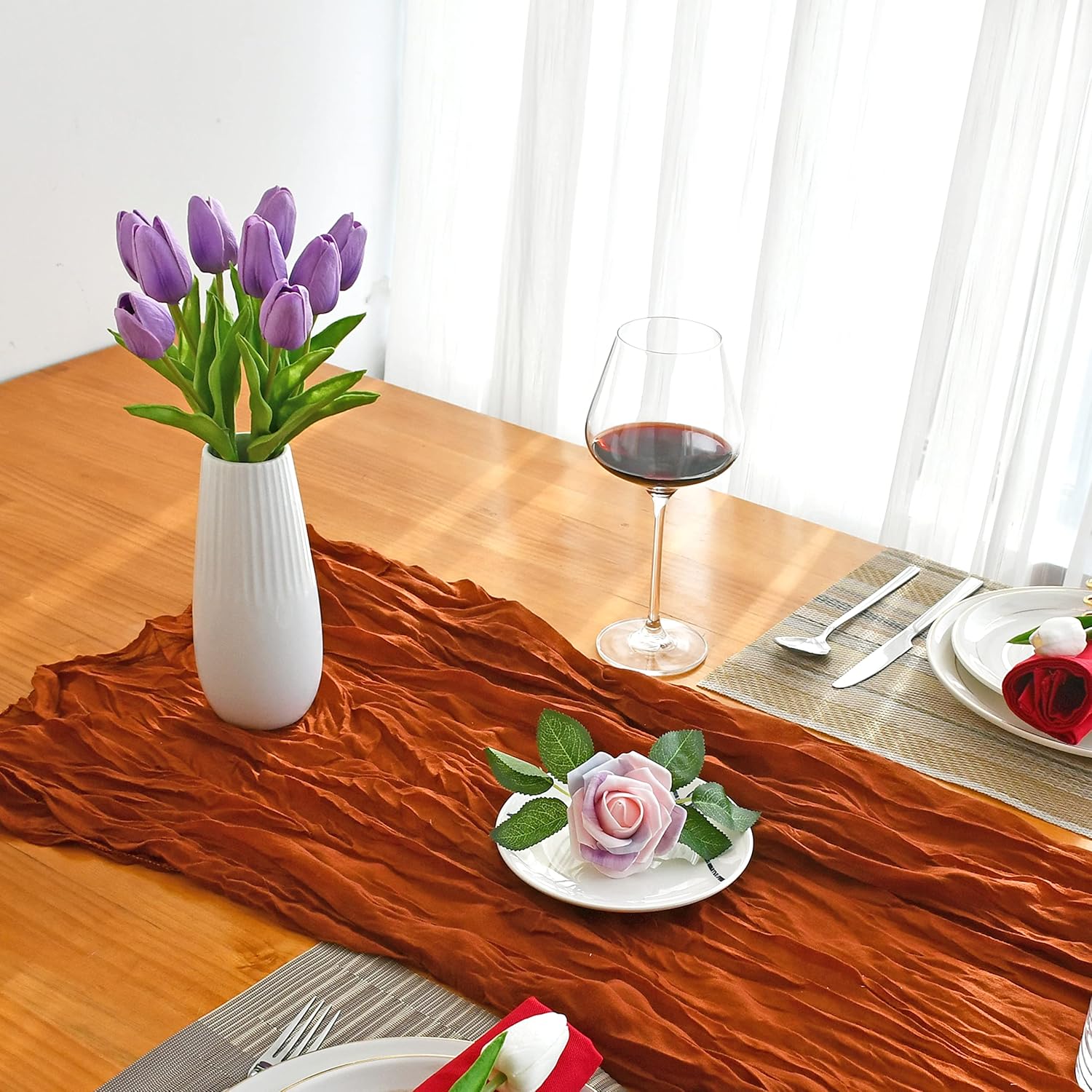 Mandy's 20pcs Pure White Flowers Artificial Tulip Silk Flowers 13.5" in Bulk Home Kitchen Wedding Decorations