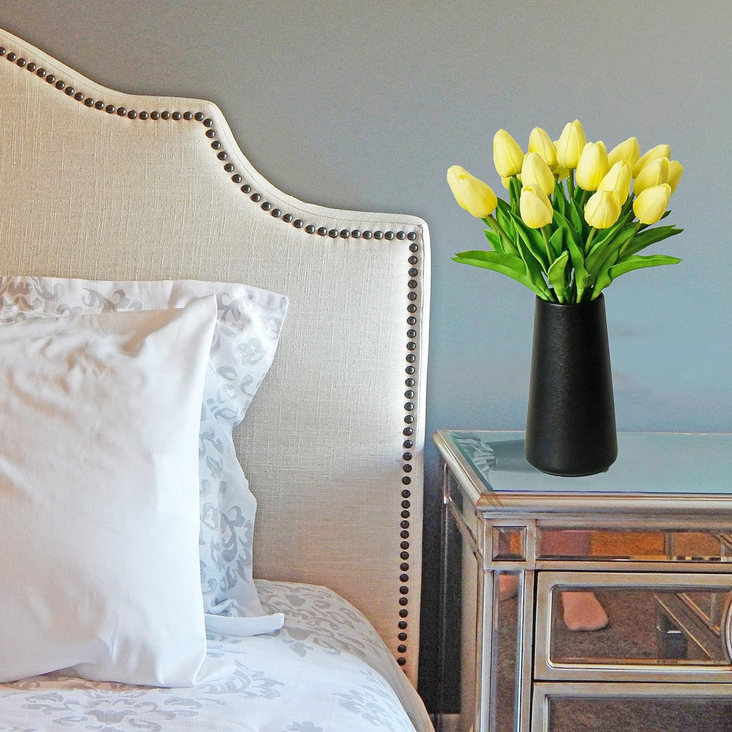 Mandy's 20pcs Pure White Flowers Artificial Tulip Silk Flowers 13.5" in Bulk Home Kitchen Wedding Decorations